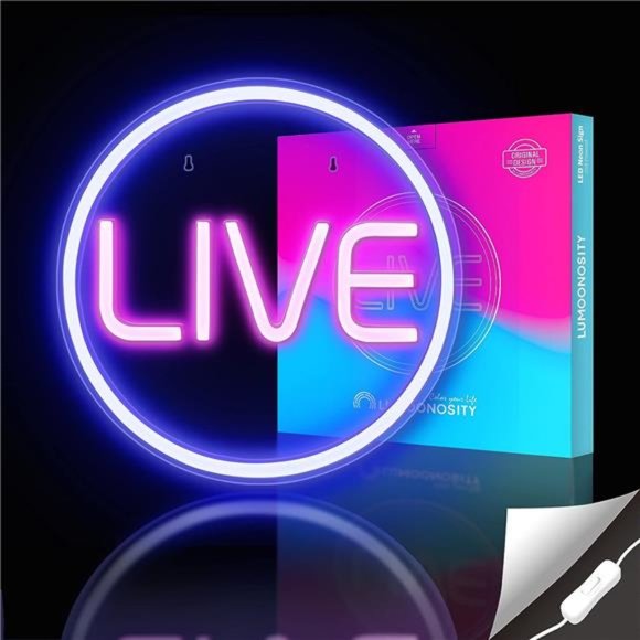 LIVE Neon Signs -LED Live On Air Neon Lights for Twitch,Tiktok,Youtube Streamers - Picture 3 of 6